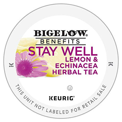 Bigelow Tea Benefits, Stay Well Lemon and Echinacea Herbal Tea Keurig K-Cup Pods, Box of 10, Caffeine Free