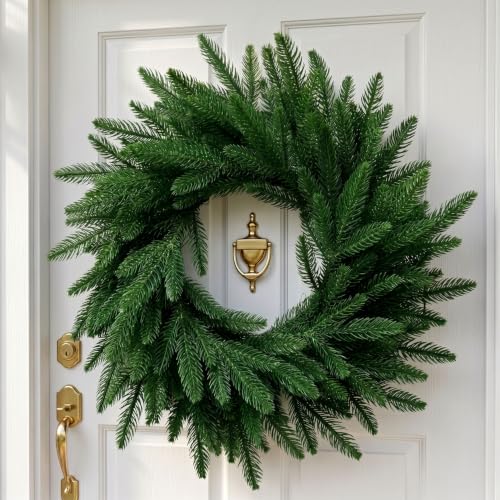 26-Inch Real Touch Pine Wreath for Front Door Holiday Decor