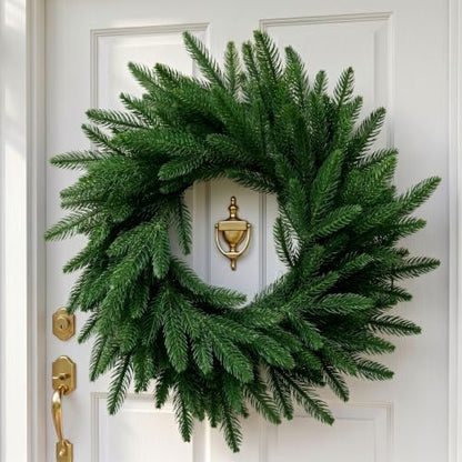 26-Inch Real Touch Pine Wreath for Front Door Holiday Decor