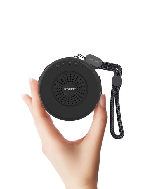 FOXFINE Portable Sound Machine, Travel White Noise Machine with 36 Soothing Sounds, Focus Light & Headphone Jack, Timer & Memory for Sleeping, Baby, Adults, Black