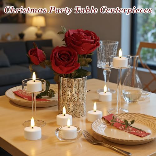 6 White Rechargeable LED Flickering Tea Lights with Remote - Eco-Friendly Candles