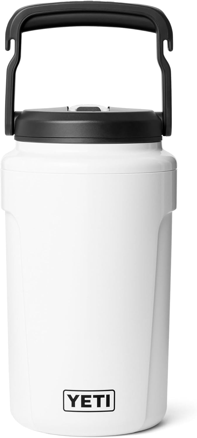 YETI Silo Half Gallon Insulated Water Jug - Leakproof Sports Bottle with Straw Cap & Fence Hook Handle - Keeps Drinks Ice-Cold, White