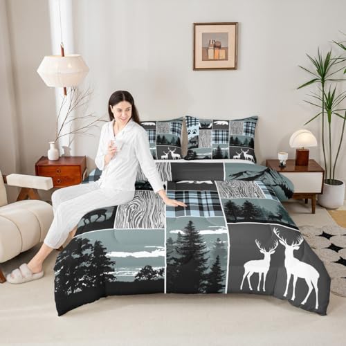 Plaid Bear Cabin Comforter Set - Rustic Farmhouse Bedding, Queen, Multi 26
