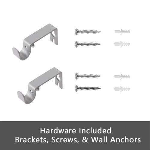 GXOACKJ Curtain Rods for windows 66-120 inch, 5/8 inch Decorative Silver Splicing Heavy Duty Metal Curtain Rod set with Brackets