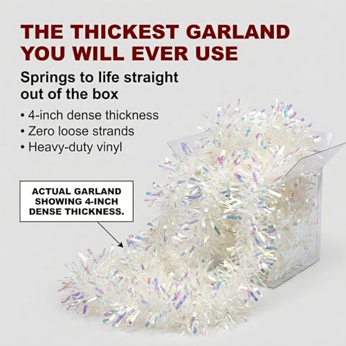 Iridescent Vinyl Twist Garland for Parade Floats & Holiday Decor - 4" x 25' Roll