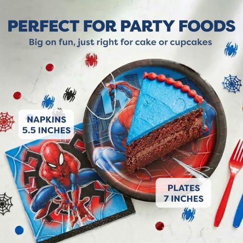 Spider-Man Birthday Decorations Set with Banner, Plates & Napkins