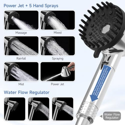 High Pressure Handheld Shower Head with Filter & Magnetic Docking - Chrome