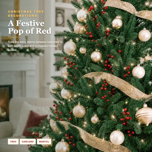 Artificial Red Berry Stems for Christmas Decorations Set of 35