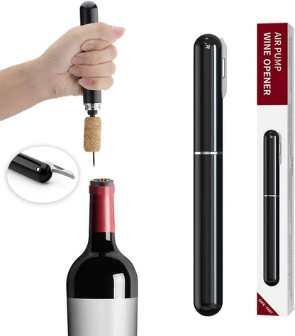 Wine Bottle Opener, IPEROT Air Pressure Wine Corkscrew With Cutting Wine Bottle Foil Knife, Effortlessly Open Wine Bottles Without Damaging Corks, Easy-to-Use(Black)
