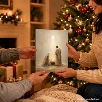 Christmas Wall Art Decor Nativity Canvas Holiday Home Accent