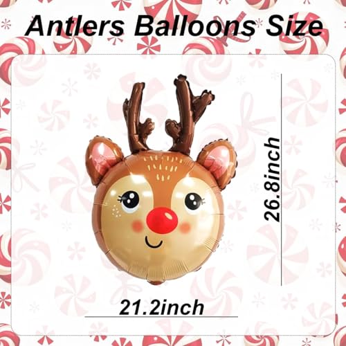 Reindeer Balloons 27 Inch Foil Christmas Party Decorations - 6 Pcs