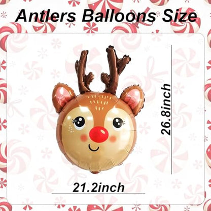 Reindeer Balloons 27 Inch Foil Christmas Party Decorations - 6 Pcs
