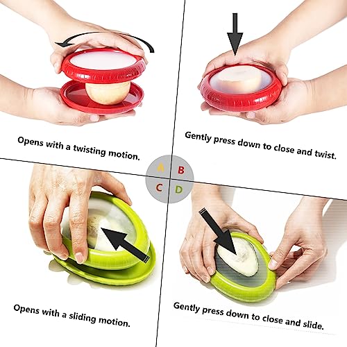 SOOPLEU Avocado Saver and Tomato Holder - Set of 4 Reusable Storage Containers for Fridge - Ideal for Garlic, Onions, Lemons, and Potatoes