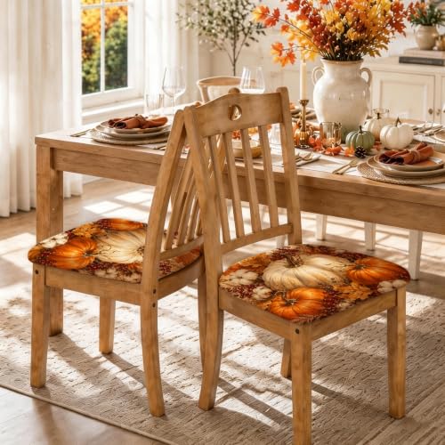 Orange Harvest Pumpkin Fall Chair Seat Covers 2pcs - Rustic Decor