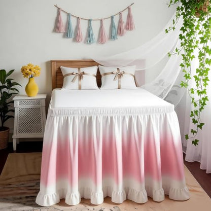 Twin Bed Skirt Ruffle for Dorm Room - Purple 32 Inch