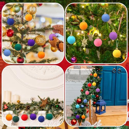 Vibrant 24 Pcs Felt Christmas Balls Ornaments for Tree - 1.57 Inch