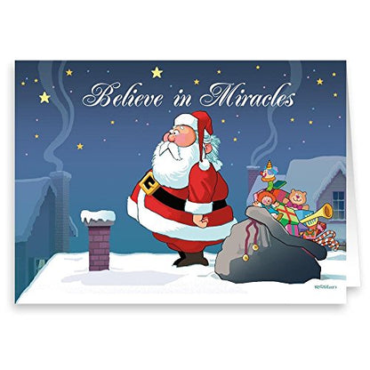 Stonehouse Collection Funny Santa Christmas Greeting Cards - Standard Pack of 18
