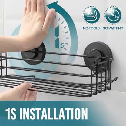 Heavy Duty Shower Caddy with Suction Cups - Black, 2 Pack
