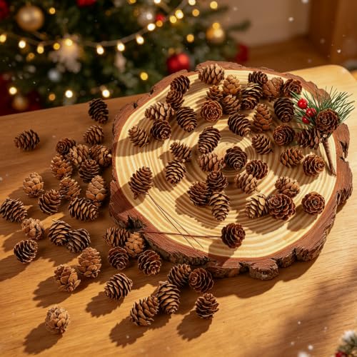 Natural Christmas Pine Cones with Iron Wires - DIY Craft Supplies, 200 Pieces