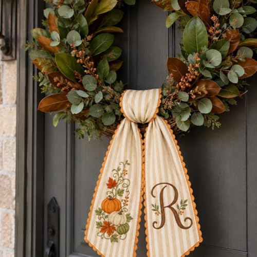Personalized Pumpkin Wreath Sash Design 3 - Fall Monogram Autumn Decor