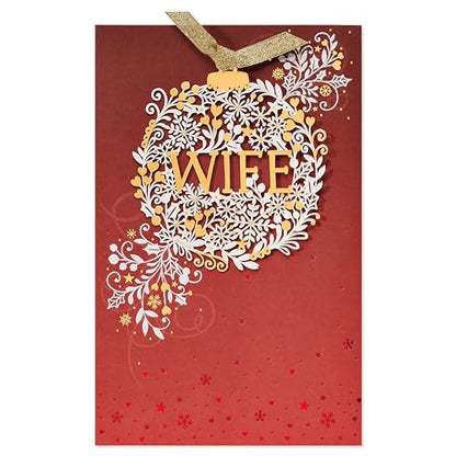 Romantic Christmas Card for Wife with Detachable Keepsake Ornament - Holiday Greeting