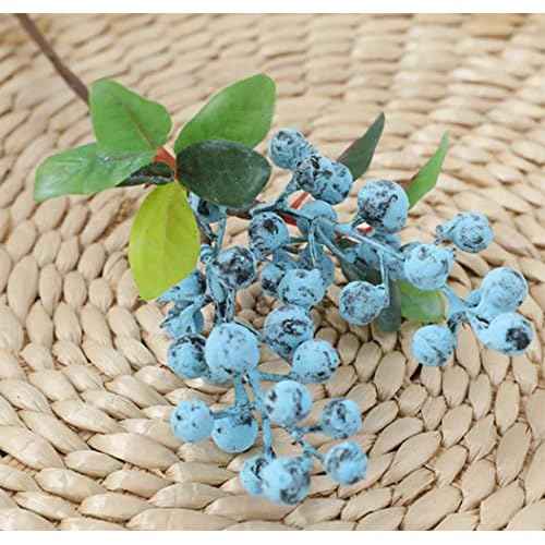 Fake Artificial Flowers California Berries Branches Picks Blueberry Fruit for Christmas Home Hotel Decorations (Blue 10 Pack)