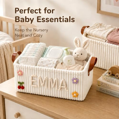 Personalized Baby Storage Basket with Name and Style 01 - Nursery Organizer