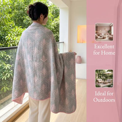 All-Season 4-Layer Cotton Muslin Quilt Blanket - Breathable & Soft