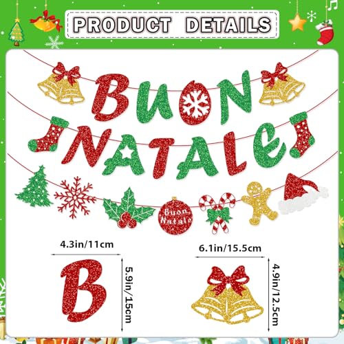 Italian Christmas Banner & Garland Set - Buon Natale Holiday Decorations