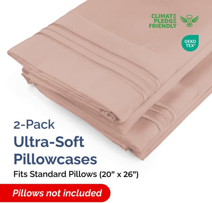 Skiennix Standard Pillow Cases Set of 2 - Ultra-Soft Hotel Quality - Wrinkle-Free & Stain Resistant - Mauve