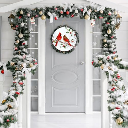 Winter Cardinal Wooden Door Sign - Holiday Wall Decor for Indoor & Outdoor Use
