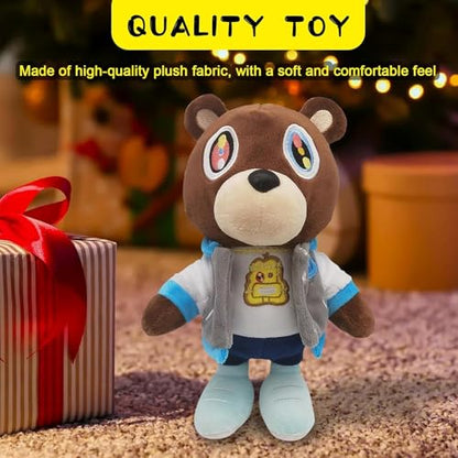 10 Inch Cute Kanye Bear Pillow - Soft Stuffed Animal for Kids & Gift