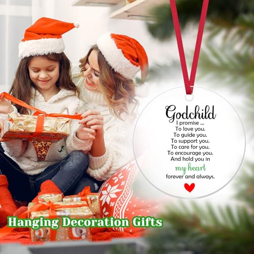 Christmas Holiday Ornament for Godchild from Godmother or Godfather Acrylic Hanging Decor