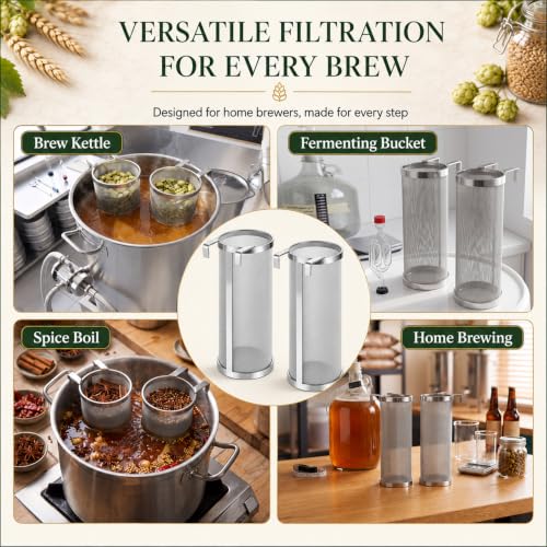 4 x 10 Inch Stainless Steel Hop Spider Filter for Home Brewing