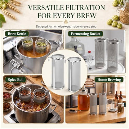4 x 10 Inch Stainless Steel Hop Spider Filter for Home Brewing