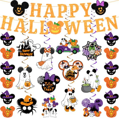 Halloween Banner Set with Glitter Letters and Spooky Decorations