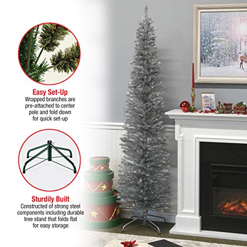 7ft Unlit Silver Artificial Christmas Tree with Full Bodied Branches