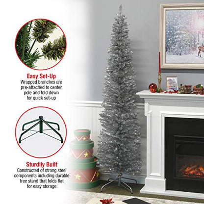 7ft Unlit Silver Artificial Christmas Tree with Full Bodied Branches