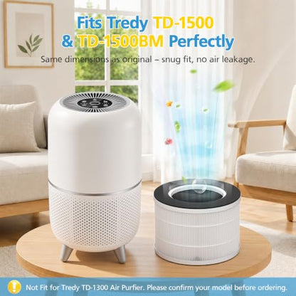 Replacement Air Filter for Tredy TD-1500 & TD-1500BM Air Purifier - 2 Pack