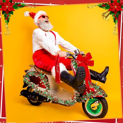Christmas Bike Decorations Set with Tassel Garlands Streamers and Bows - 23 Pieces