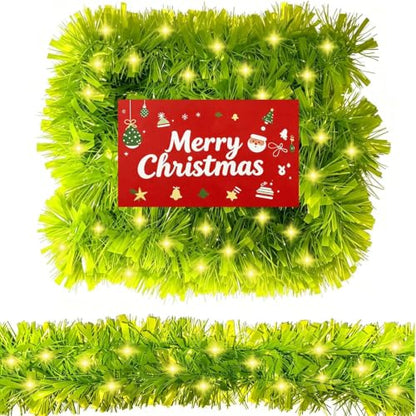 Lime Green Christmas Garland with 100 LED Lights - 20ft Variation
