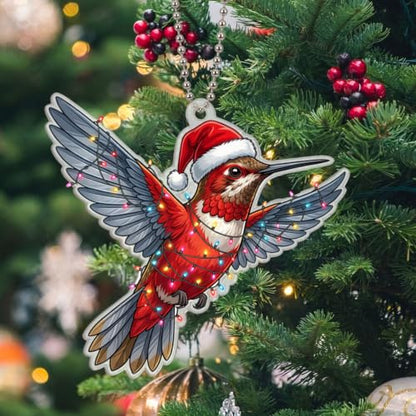 Hummingbird Christmas Tree Ornament - Festive Holiday Decor, 3.94 Inch