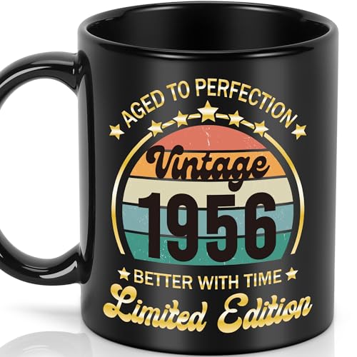 1956 Black Mug - 70th Birthday Gift for Men Women - Milestone 70th Birthday Keepsake