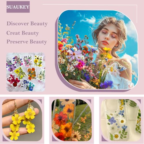 176Pcs Dried Flowers and Leaves for Resin Crafts - Pressed Natural Botanicals