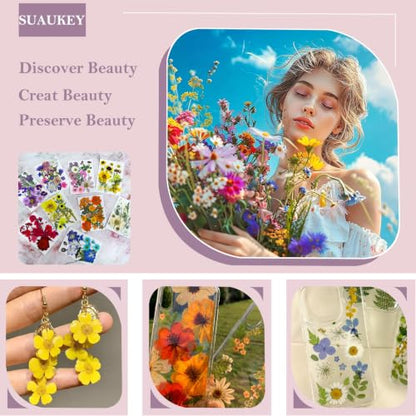 176Pcs Dried Flowers and Leaves for Resin Crafts - Pressed Natural Botanicals
