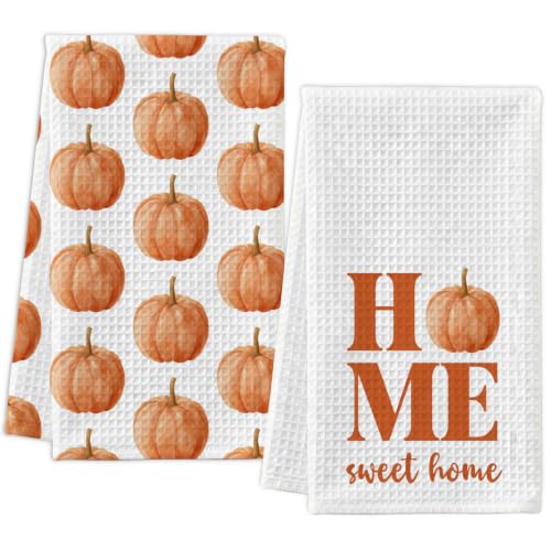 Fall Pumpkin Kitchen Towel Set - Decorative Hand Towels for Autumn Home Decor