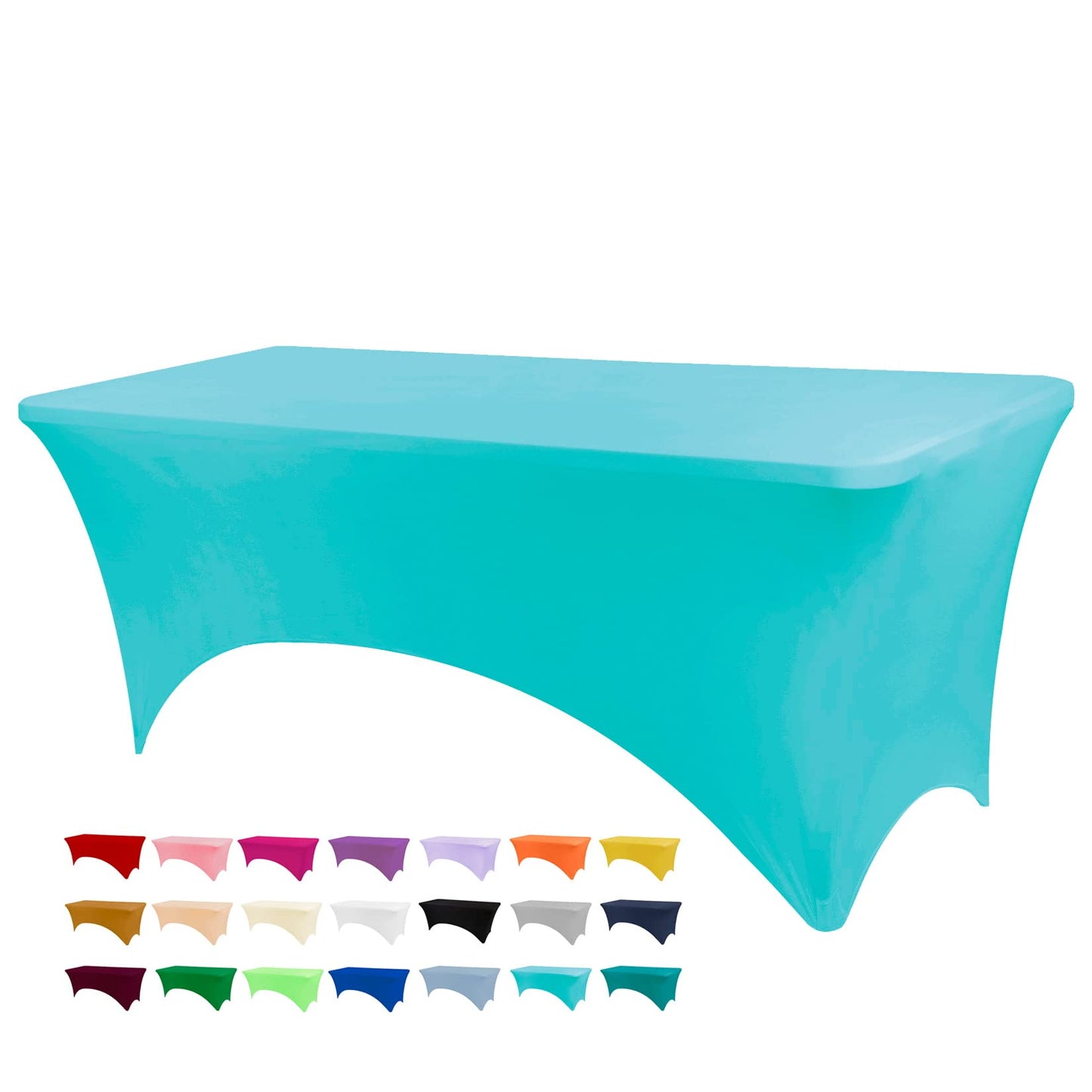 BDDC Table Covers for 4 Foot Tables, Spandex Table Covers 4ft, Turquoise Table Cloths Rectangle 4ft for Events, Wedding, Banquets & Parties