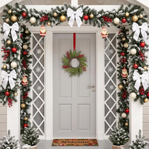 Christmas Candle Wreaths with Red Berries - Pack of 24, 3.7 Inch