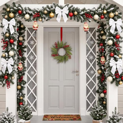 Christmas Candle Wreaths with Red Berries - Pack of 24, 3.7 Inch