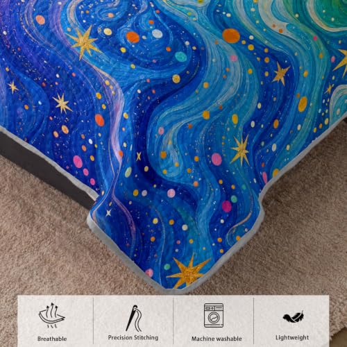 Rainbow Marble Galaxy Twin Bedspread Coverlet Set Pink Purple Cosmic Swirl - Twin Variation